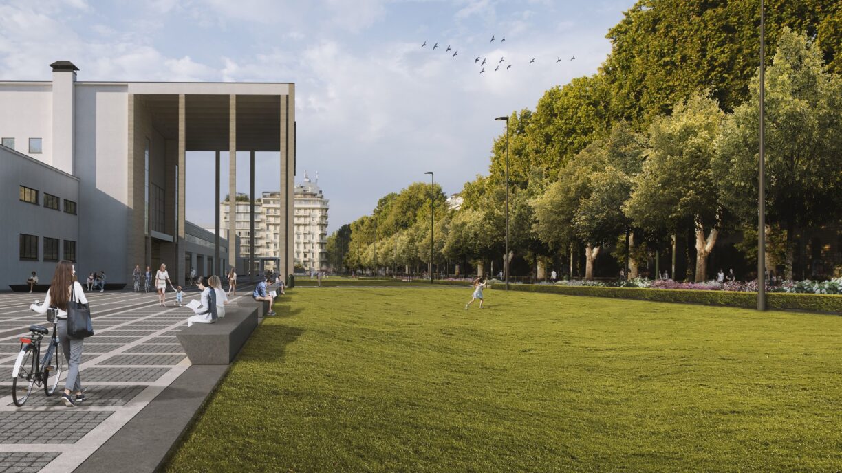Render Torino esposizione da Piazza Rita Levi Montalcino