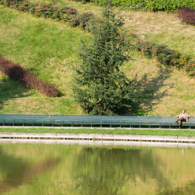 A men on the platform in the Portello area of Milan