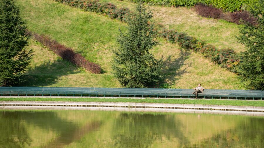 A men on the platform in the Portello area of Milan
