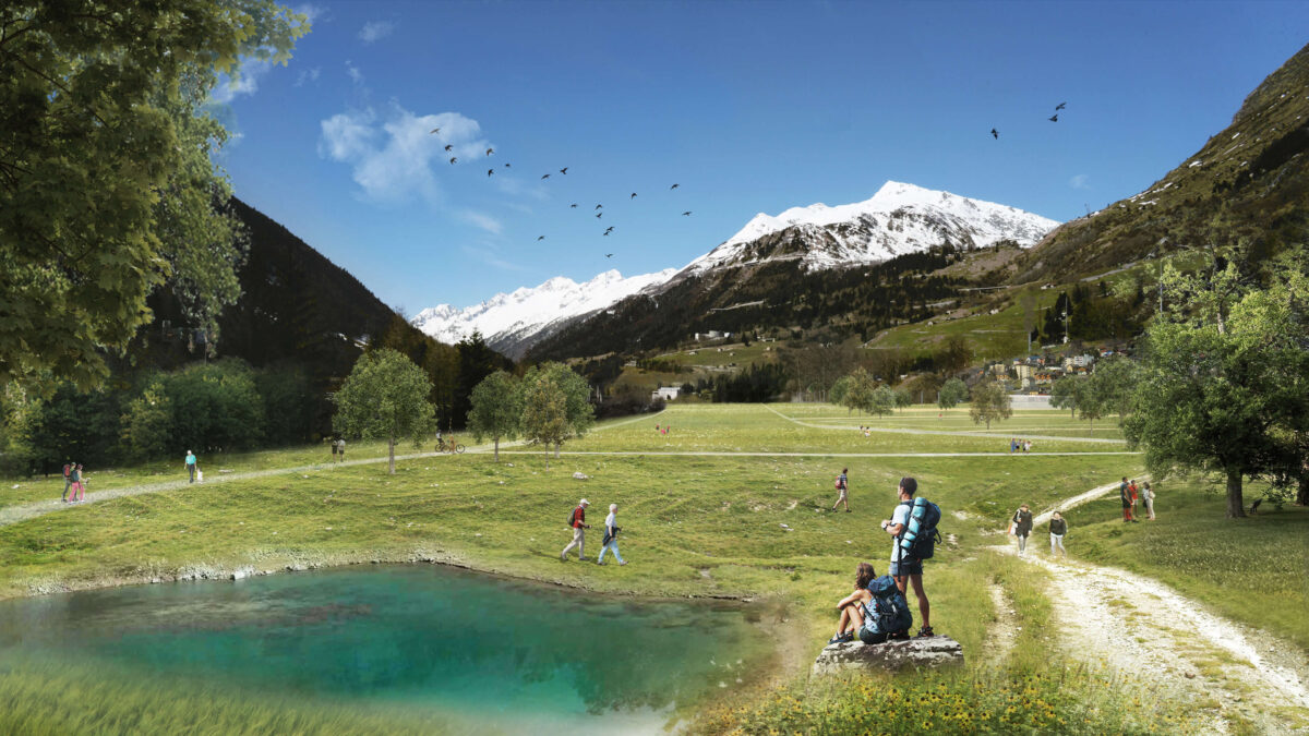 Airolo by LAND with pond